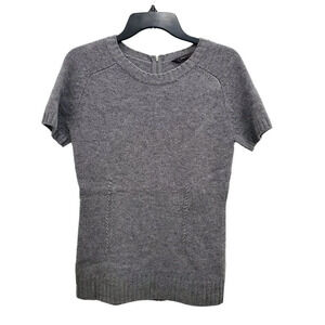 BCBGMaxAzria‎ Women's Gray 100% Wool Short Sleeve Full Back Zip Sweater Size M